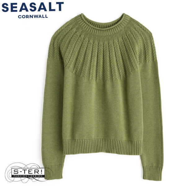 W7.9 Seasalt Cornwall STONE CHAT JUMPER MOSS - Afbeelding 2