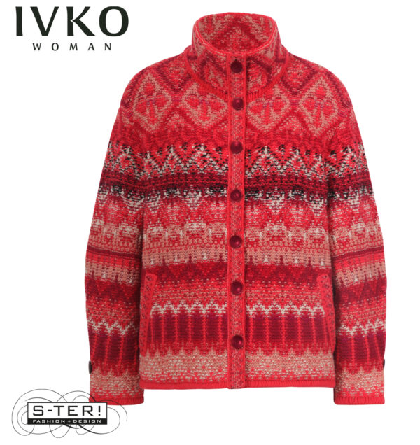 W8.9 IVKO jacquard rollneck jacket RE-DANDY PATTERN CORAL 252605.044 - Afbeelding 2
