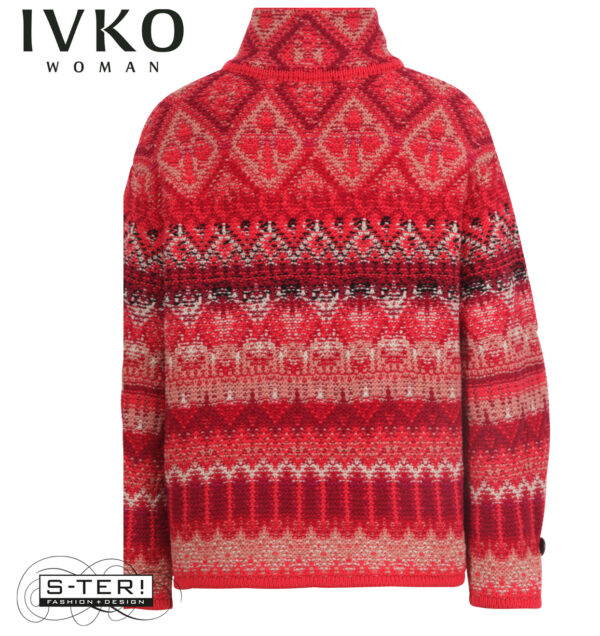 W8.9 IVKO jacquard rollneck jacket RE-DANDY PATTERN CORAL 252605.044 - Afbeelding 3