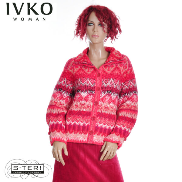 W8.9 IVKO jacquard rollneck jacket RE-DANDY PATTERN CORAL 252605.044 - Afbeelding 5