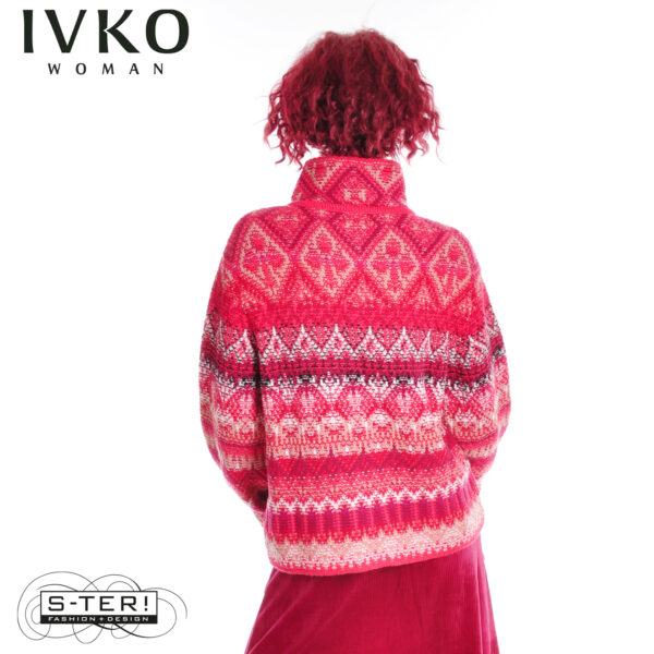 W8.9 IVKO jacquard rollneck jacket RE-DANDY PATTERN CORAL 252605.044 - Afbeelding 6