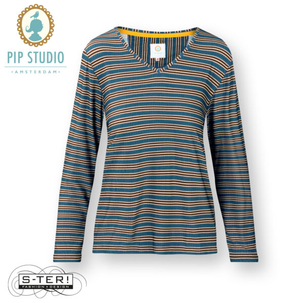 W25.2 pip studio TRICE LS TOP KENTE STRIPE BLUE