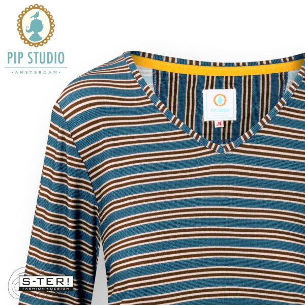 W25.2 pip studio TRICE LS TOP KENTE STRIPE BLUE - Afbeelding 4