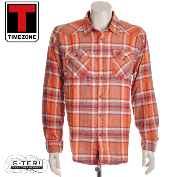 W35.7 Timezone CHECK SHIRT RED GREY CHECK 23-10170-00-3412