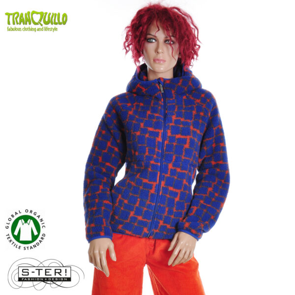 W23.27 Tranquillo COSY FLEECE JACKET A95 BLUE PUZZLE