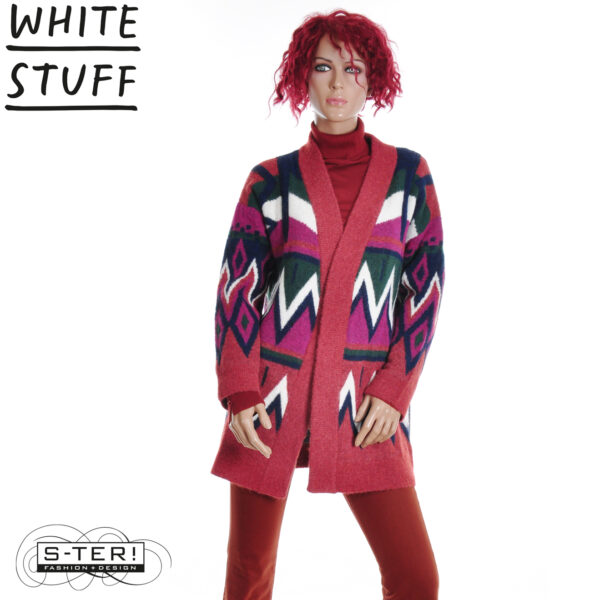 W18.1 WHITE STUFF ALICE ABSTRACT CARDI PLUM MULTI 444087