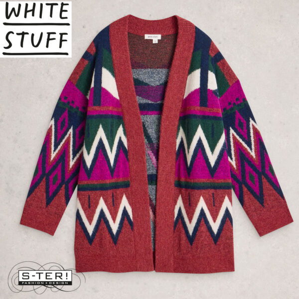 W18.1 WHITE STUFF ALICE ABSTRACT CARDI PLUM MULTI 444087 - Afbeelding 2