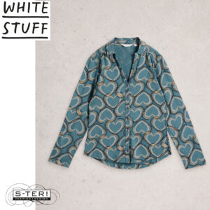 W18.28 WHITE STUFF ANNIE JERSEY SHIRT BLUE PRINT 444664