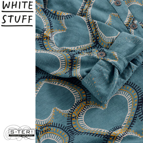 W18.28 WHITE STUFF ANNIE JERSEY SHIRT BLUE PRINT 444664 - Afbeelding 3