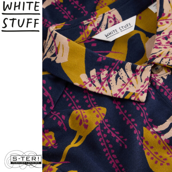 W18.2 WHITE STUFF ANNIE JERSEY SHIRT NAVY MULTI 444331 - Afbeelding 3