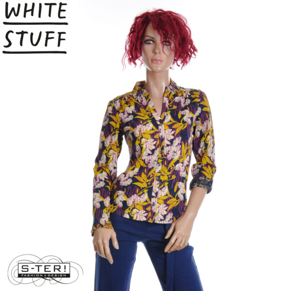 W18.2 WHITE STUFF ANNIE JERSEY SHIRT NAVY MULTI 444331