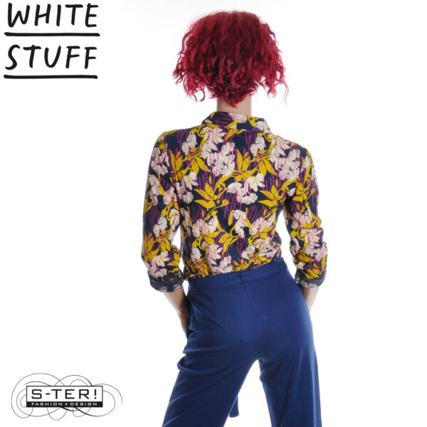 W18.2 WHITE STUFF ANNIE JERSEY SHIRT NAVY MULTI 444331 - Afbeelding 4