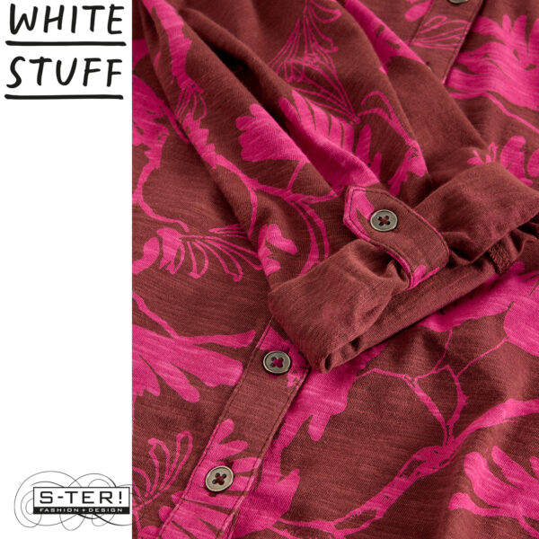 W18.3 WHITE STUFF ANNIE JERSEY SHIRT PLUM PRINT 444334 - Afbeelding 3