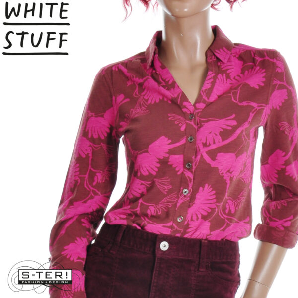 W18.3 WHITE STUFF ANNIE JERSEY SHIRT PLUM PRINT 444334 - Afbeelding 5