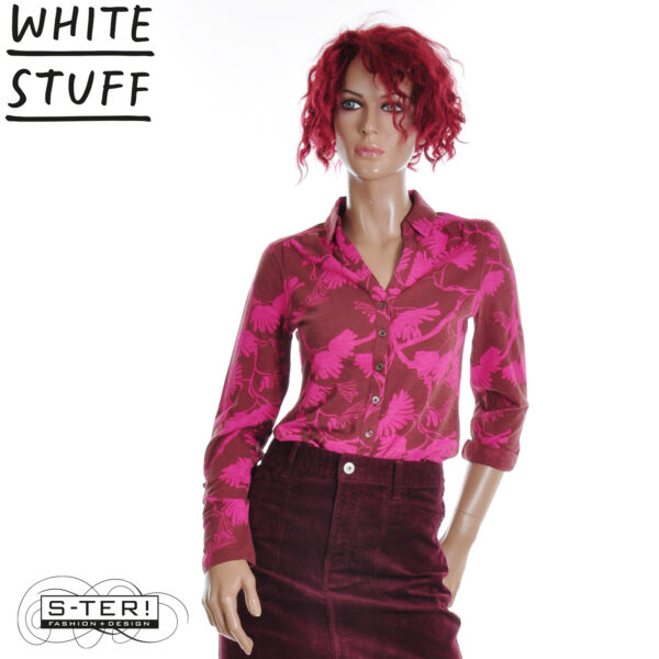 W18.3 WHITE STUFF ANNIE JERSEY SHIRT PLUM PRINT 444334