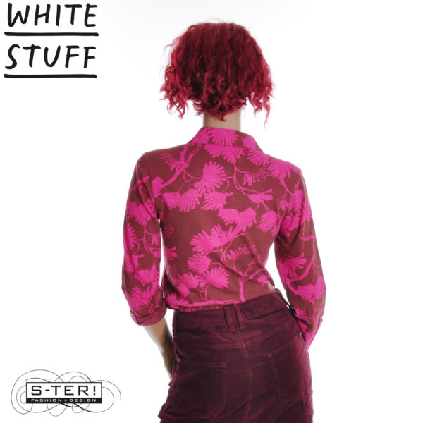 W18.3 WHITE STUFF ANNIE JERSEY SHIRT PLUM PRINT 444334 - Afbeelding 4