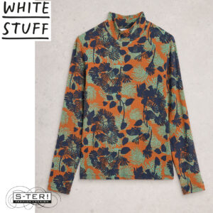 W18.4 WHITE STUFF CAMILLE HIGH NECK TOP ORANGE MULTI 444324