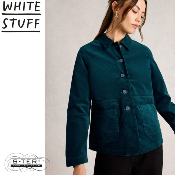 W18.35 WHITE STUFF CARRIE VELVET JACKET DK TEAL 444726 - Afbeelding 3