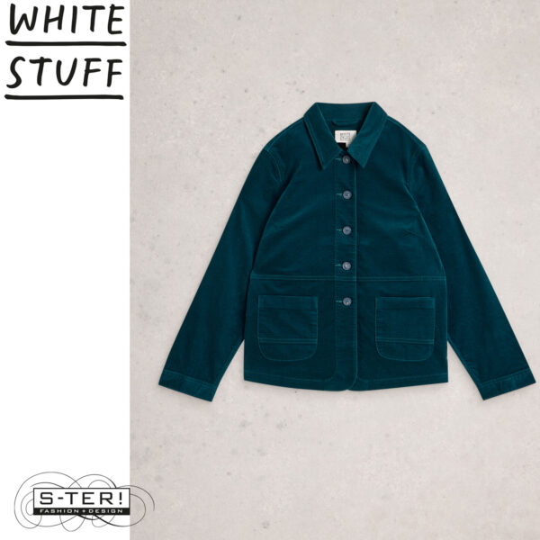 W18.35 WHITE STUFF CARRIE VELVET JACKET DK TEAL 444726 - Afbeelding 2