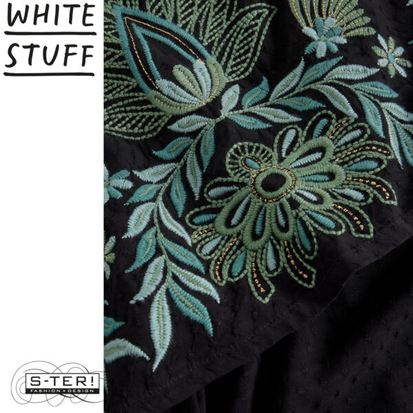 W18.31 WHITE STUFF EVIE EMBROIDERED DRESS BLK MLT 444721 - Afbeelding 3