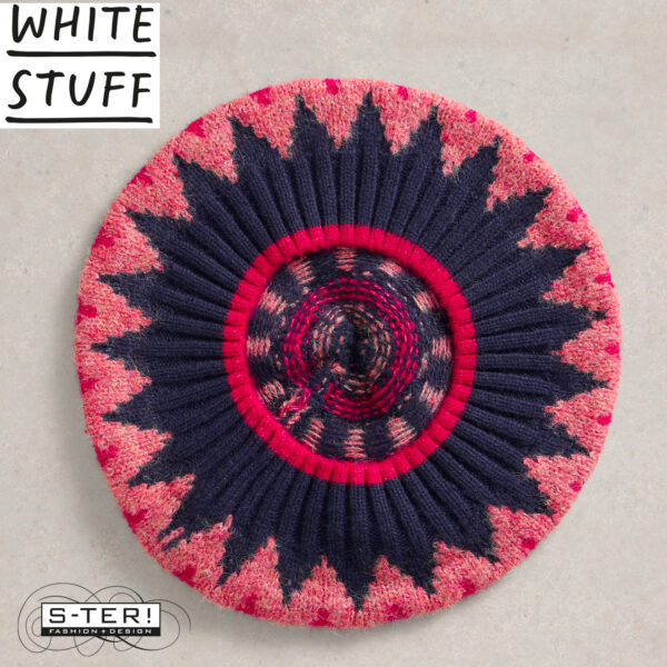 W18.41 WHITE STUFF FAIRISLE BERET NAVY MULTI 444773 - Afbeelding 3