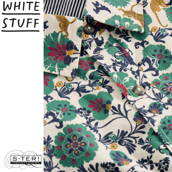 W18.46 WHITE STUFF FINSBURY FOLK PRINT SHIRT WHITE PRINT 444625 - Afbeelding 3