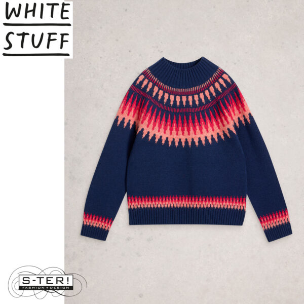 W18.37 WHITE STUFF FIONA FAIRISLE JUMPER NAVY MULTI 444675 - Afbeelding 2