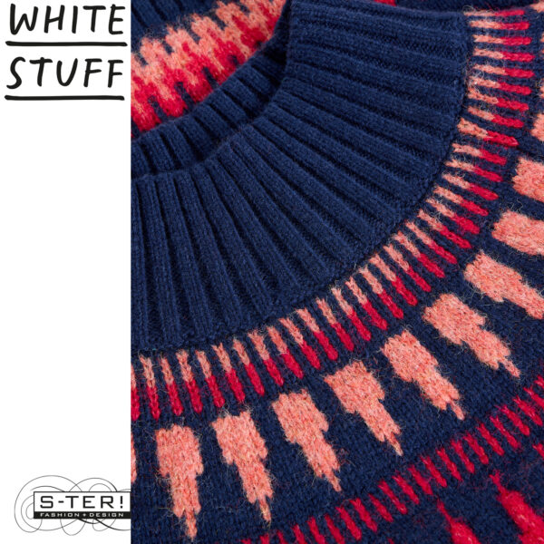 W18.37 WHITE STUFF FIONA FAIRISLE JUMPER NAVY MULTI 444675 - Afbeelding 3