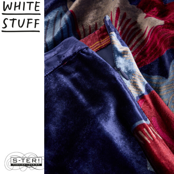 W18.38 WHITE STUFF HOPE BIAS CUT VELVET SKIRT NAVY MULTI 444701 - Afbeelding 3