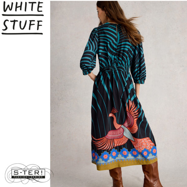 W18.31 WHITE STUFF LUCY MIDI DRESS BLK MLT 444737 - Afbeelding 5
