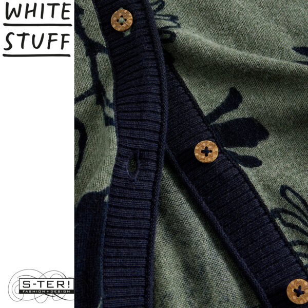 W18.8 WHITE STUFF LULU PRINT CARDI GREEN PRINT 444551 - Afbeelding 3
