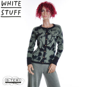W18.8 WHITE STUFF LULU PRINT CARDI GREEN PRINT 444551