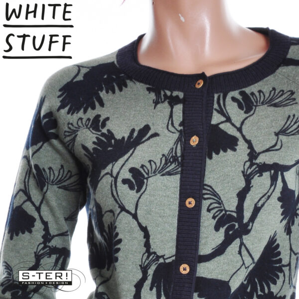 W18.8 WHITE STUFF LULU PRINT CARDI GREEN PRINT 444551 - Afbeelding 7