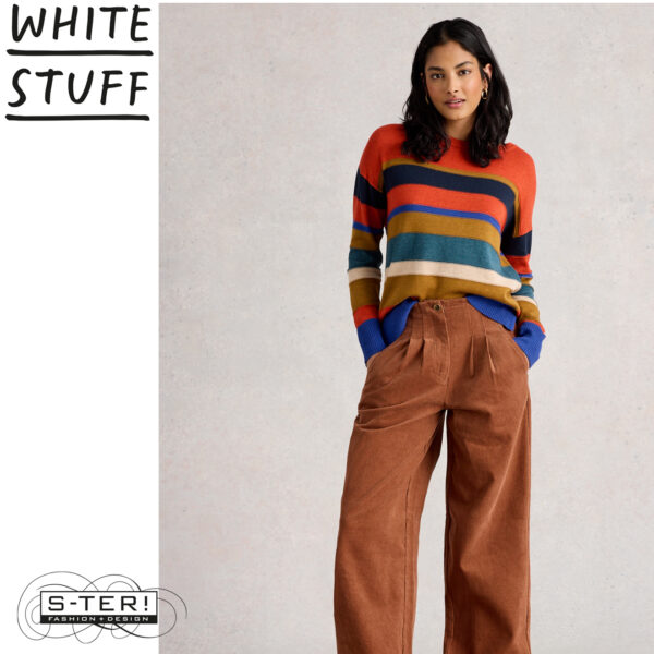 W18.34 WHITE STUFF OLIVE STITCH STRIPE JUMPER RED MULTI 444646 - Afbeelding 4
