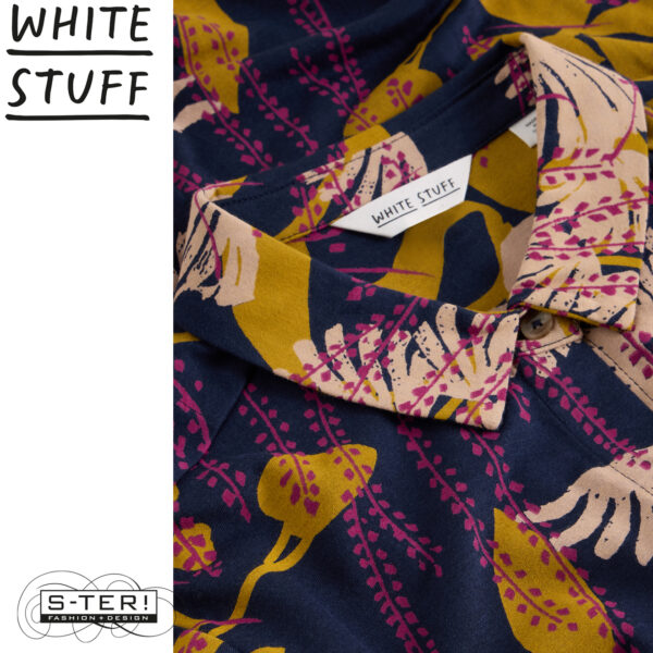 W18.11 WHITE STUFF RUA JERSEY SHIRT DRESS NAVY MULTI 444340 - Afbeelding 3