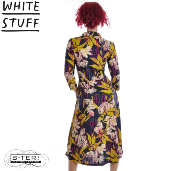 W18.11 WHITE STUFF RUA JERSEY SHIRT DRESS NAVY MULTI 444340 - Afbeelding 4