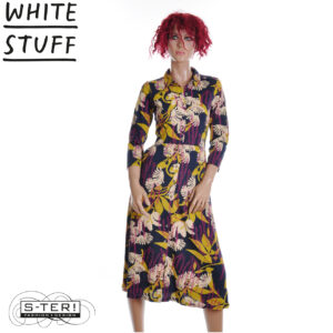 W18.11 WHITE STUFF RUA JERSEY SHIRT DRESS NAVY MULTI 444340