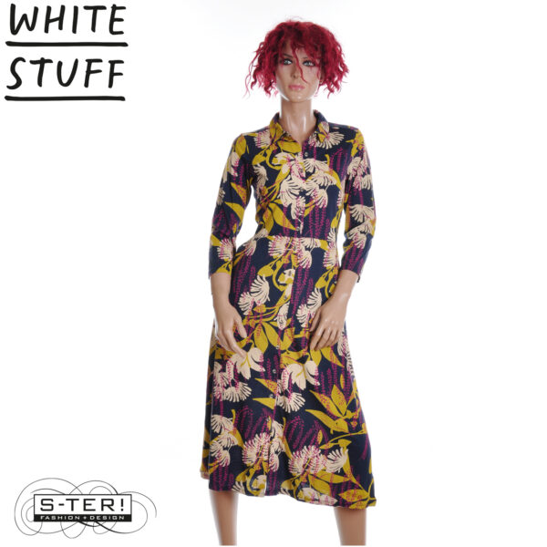 W18.11 WHITE STUFF RUA JERSEY SHIRT DRESS NAVY MULTI 444340
