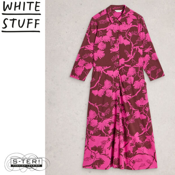 W18.10 WHITE STUFF RUA JERSEY SHIRT DRESS PINK PRINT 444340 - Afbeelding 3