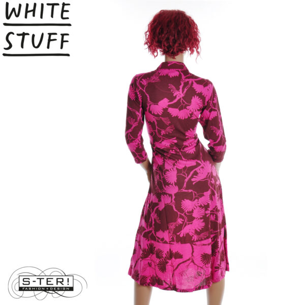 W18.10 WHITE STUFF RUA JERSEY SHIRT DRESS PINK PRINT 444340 - Afbeelding 5