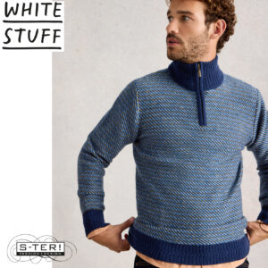 W18.47 WHITE STUFF SELBY STRIPE FUNNEL NECK BLUE MLT 444570