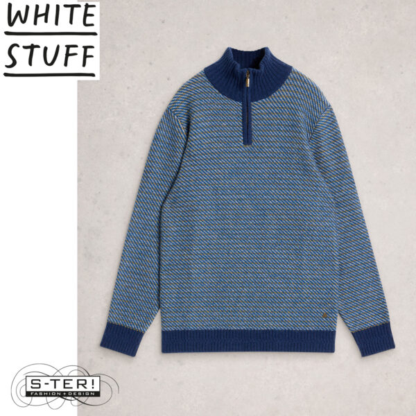 W18.47 WHITE STUFF SELBY STRIPE FUNNEL NECK BLUE MLT 444570 - Afbeelding 6