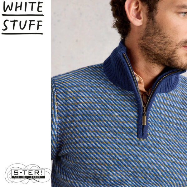 W18.47 WHITE STUFF SELBY STRIPE FUNNEL NECK BLUE MLT 444570 - Afbeelding 3