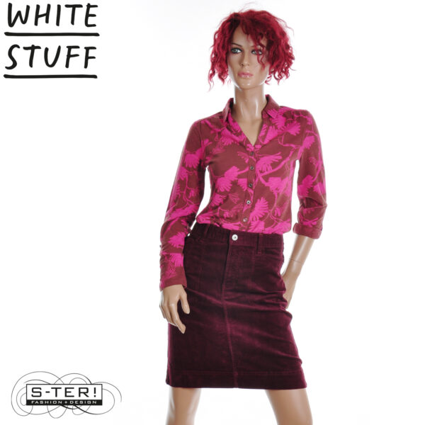 W18.3 WHITE STUFF ANNIE JERSEY SHIRT PLUM PRINT 444334 - Afbeelding 7