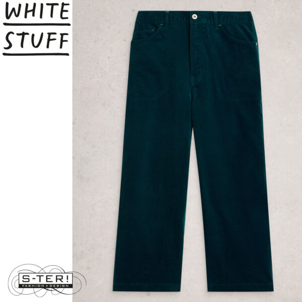W18.39 WHITE STUFF TIA VELVET WIDE LEG CROP DK TEAL 444723 - Afbeelding 2