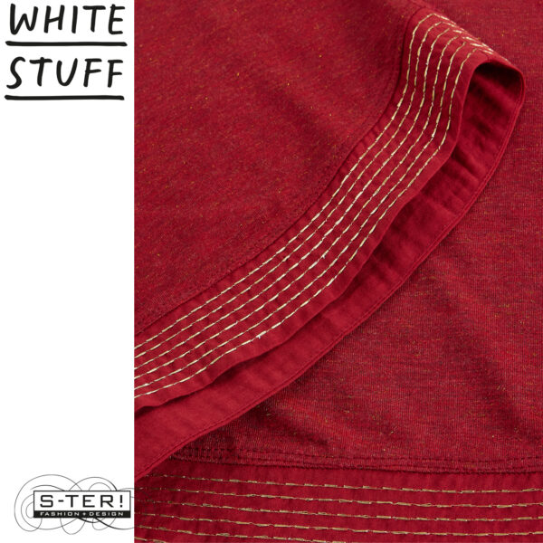 W18.36 WHITE STUFF WEAVER LS SPARKLE TEE DEEP RED 444668 - Afbeelding 3