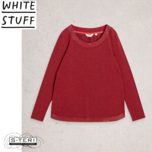 W18.36 WHITE STUFF WEAVER LS SPARKLE TEE DEEP RED 444668