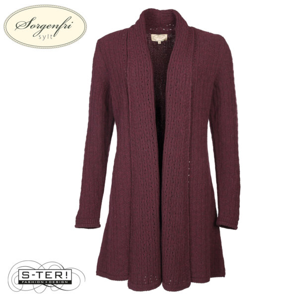 W11.23 SORGENFRI EBBIE D9 CARDIGAN LONG 02252-0127 PLUM - Afbeelding 2