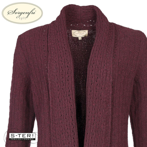 W11.23 SORGENFRI EBBIE D9 CARDIGAN LONG 02252-0127 PLUM - Afbeelding 3