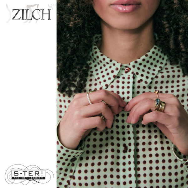 W21.12 ZILCH BLOUSE BASIC 52RAC15.054P DUO DOTS MAHOGONY - Afbeelding 5